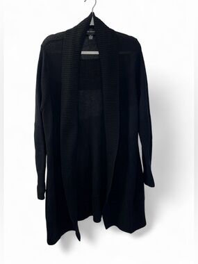 McDuff 100% Cashmere Cardigan XL Black Longline Shawl Collar Sweater